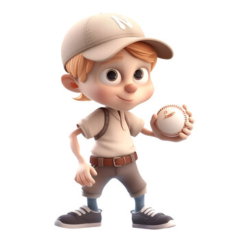 3D Render of a Little Boy Wearing Baseball Cap and Shoes