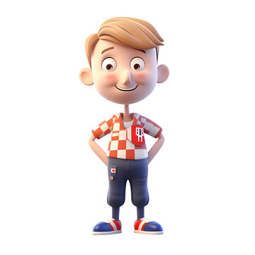 3D Render of a cartoon character with a checkered shirt