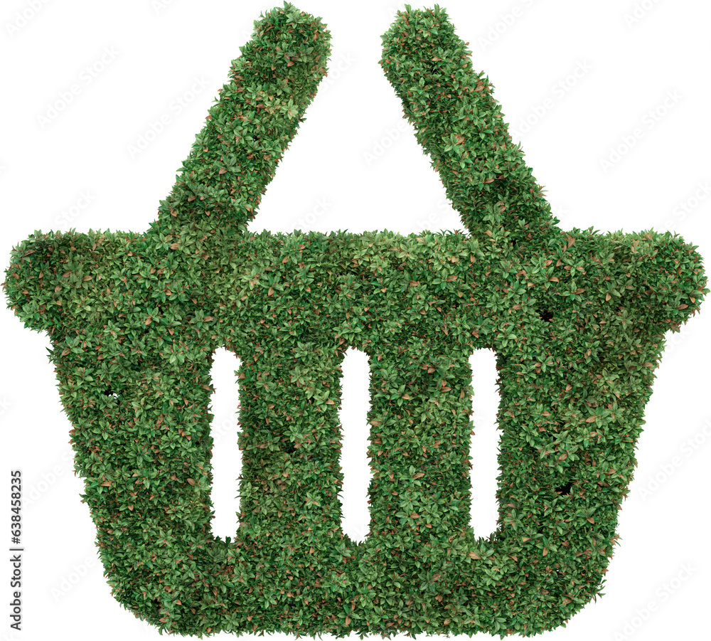 Aufkleber garden bush in shopping icon shape. 3d rendering of isolated objects.