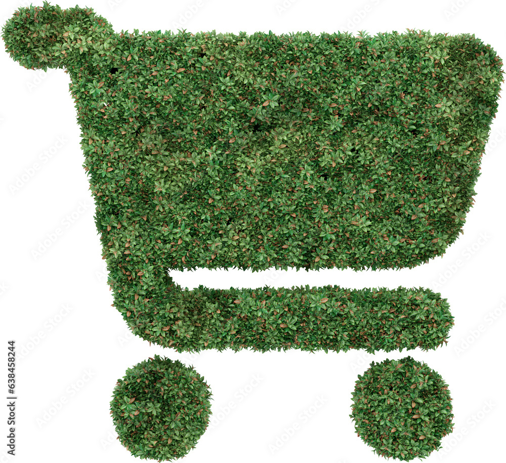 Aufkleber garden bush in shopping icon shape. 3d rendering of isolated objects.
