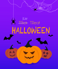 Halloween background with pumpkin. The background is great for cards, brochures, flyers, and advertising poster templates. Vector illustration.	
