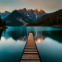 Obraz premium lake and mountains ai generated