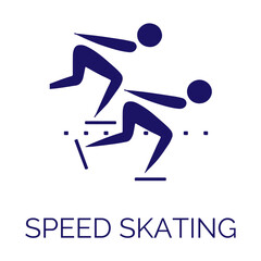 Winter sport icon. Vector isolated pictogram on white background with the names of sports disciplines. Olympic games. Olympic sport. Speed skating - obrazy, fototapety, plakaty