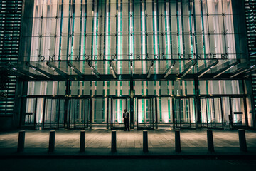 One World Trade Center facade at night, Lower Manhattan, New York City