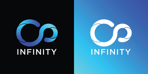 Design logo infinity unique. Premium Vector