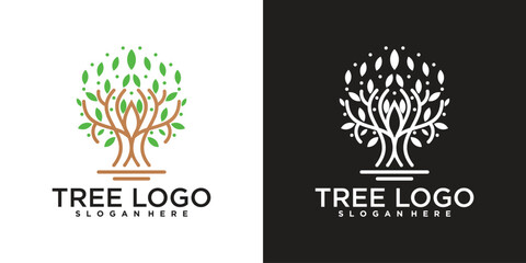 Vector tree logo unique. Premium Vector