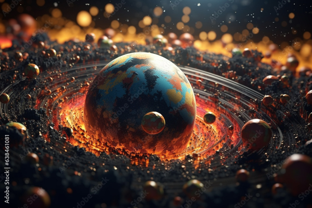 Leinwandbilder abstract planet composed of interlocking geometric shapes, conveying the interconnectedness and harm