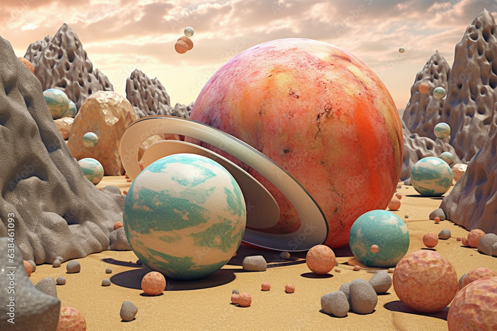 Aufkleber a beautifully crafted and intricately designed planet, with geometric patterns and celestial motifs 