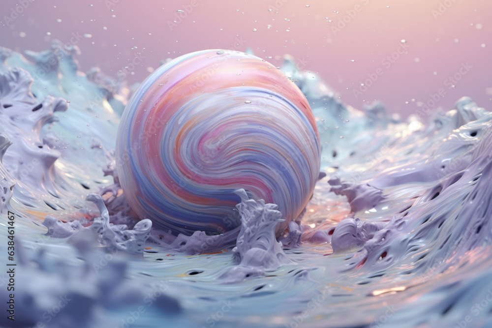 Fototapete an abstract neptune with swirling geometric patterns and soft pastel colors, evoking a sense of tran