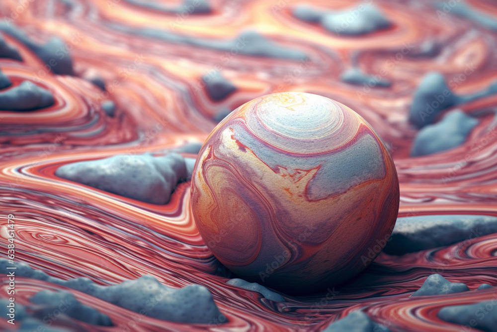 Leinwandbilder An abstract Haumea with swirling geometric patterns and soft pastel colors, evoking a sense of tranquility and serenity in the cosmic expanse. Generative AI technology