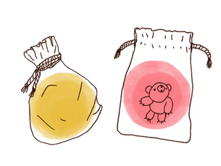 巾着袋の開閉イラスト素材
