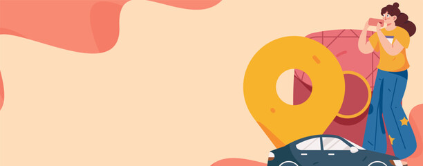 Flat vector concept operation hand-drawn illustration of people taking a taxi
