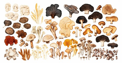 A different types of pressed dried mushrooms in the styl-Generative AI