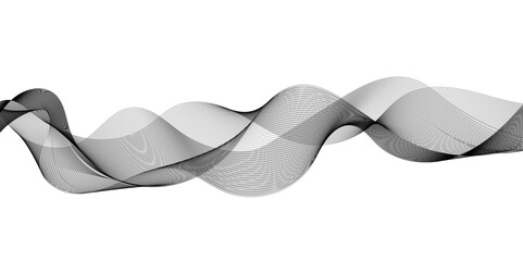 Abstract wavy white and grey curved lines on transparent background. Frequency sound wave lines and technology background, Design for brochure, flyer, banner, template, business wave lines background.