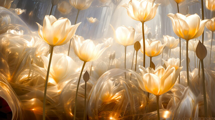 Tulpen in Sonnenlicht. Generiert mit KI