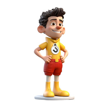 3D Render of a cartoon character with dollar sign in his hand