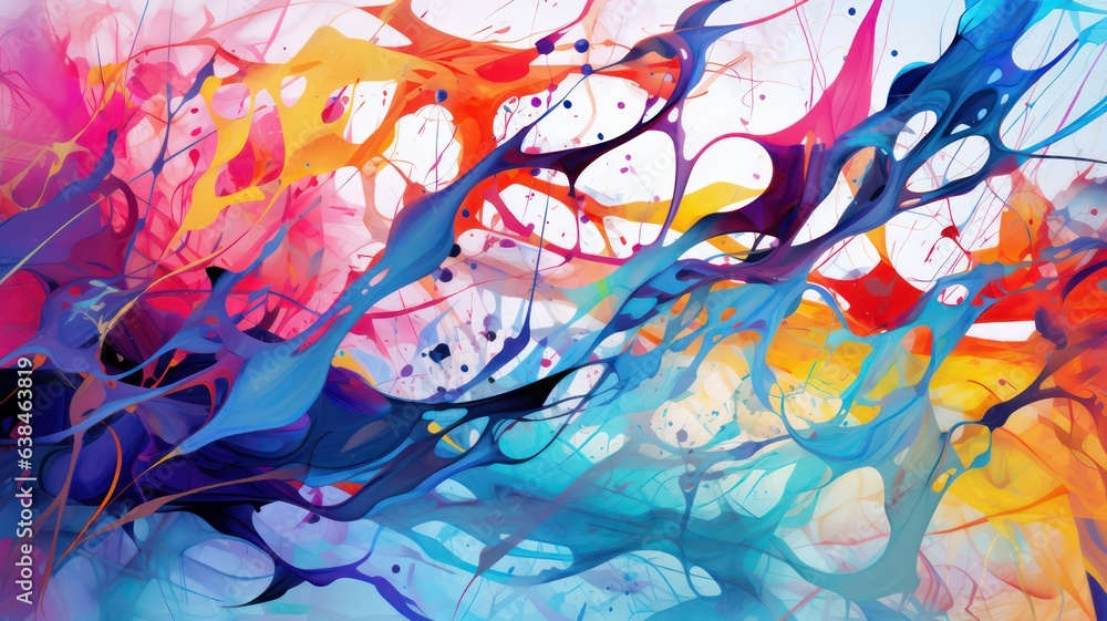 Poster Abstract background neurographic, multicolours, chaotic shapes, liquir shapes created with Generative AI