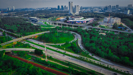 aerial view of highway