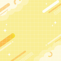 【黄色・オレンジ】幾何学模様背景・メンフィスのフレームパターン素材