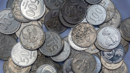 pile of rupiah coins as background
