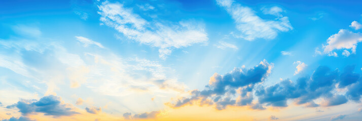 Panoramic blue sky white clouds skyline background material