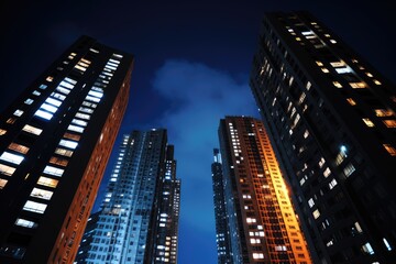 Fototapeta na wymiar night view of high-rise buildings in modern city