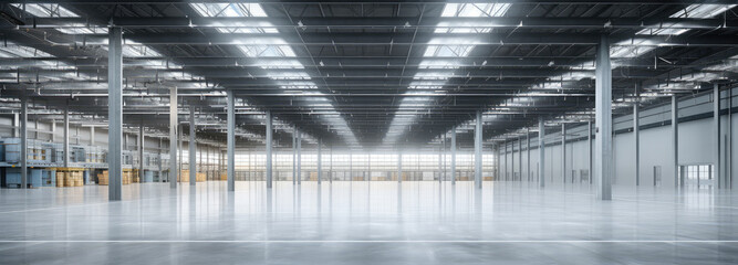 A super-large steel structure enterprise warehouse - obrazy, fototapety, plakaty