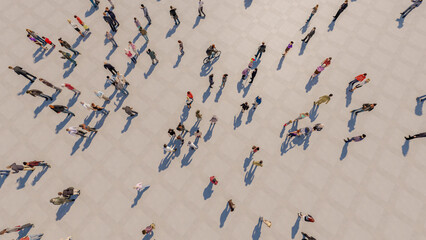 aerial view of a crowd - obrazy, fototapety, plakaty