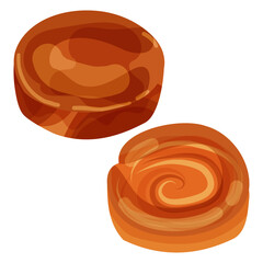 キャラメリゼされたサクサクで美味しそうなクイニーアマンのイラスト、フランスの伝統的な焼き菓子