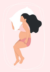 Sleeping positions during pregnancy concept