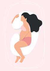 Pregnant sleeping poses. Woman comfortable sleeping poses