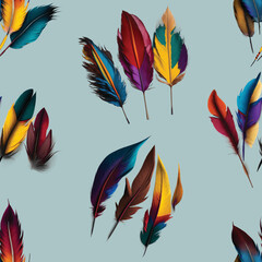 seamless pattern with assorted colors feathers 