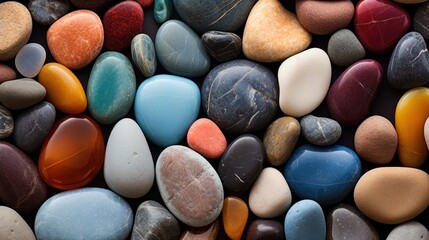 A vibrant collection of multi-colored stones creating a natural background image with geological charm
