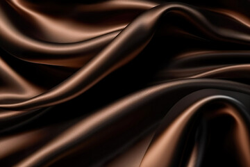 Smooth elegant chocolate brown color silk or satin cloth texture. Abstract background. Banner. Generated AI