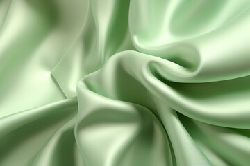 Obraz premium Smooth elegant light green color silk or satin cloth texture. Abstract background. Banner. Generated AI