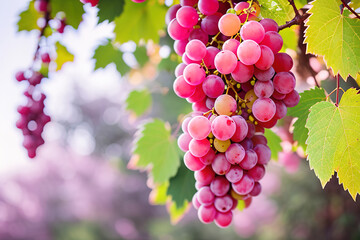 Bunches of grapes on a farmer's plantation, generative ai.