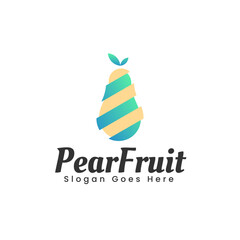 Vector Logo Illustration Pear Fruit Gradient Colorful Style