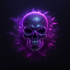 A Glowing Purple skull icon-Generative AI 