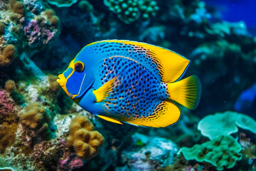 Fototapeta na wymiar Life of the underwater world. Colorful tropical fish. AI Generated