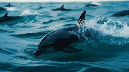 Fototapeta premium Capturing Dolphins in Motion. Generative AI