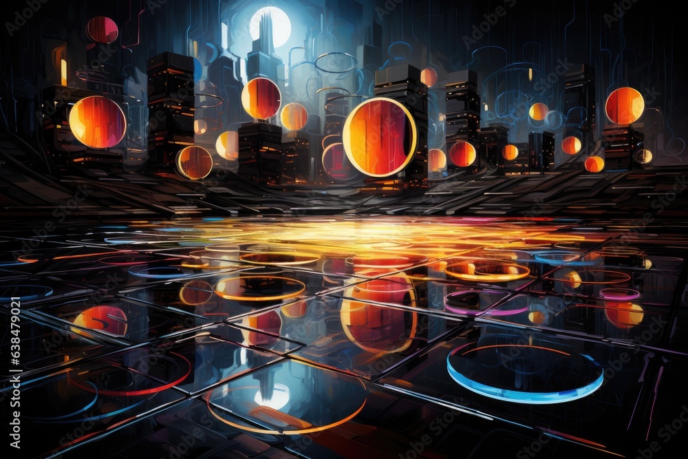 Wall mural orbit of universe colourful abstract background. generative ai