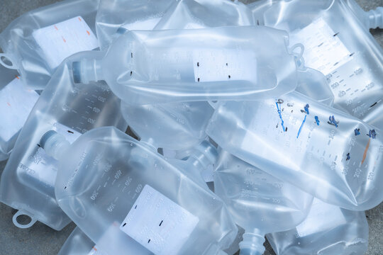 Toxic waste, saline bottles Syringes, from clinics or hospitals for recycling