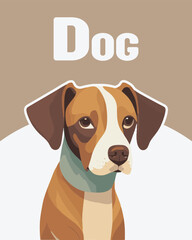 Vector illustration of a cute dog. Media for children's learning about animals. Educational media about the animal world.