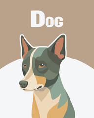 Vector illustration of a cute dog. Media for children's learning about animals. Educational media about the animal world.