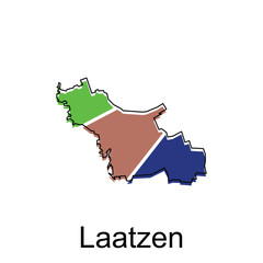 map of Laatzen vector design template, national borders and important cities illustration