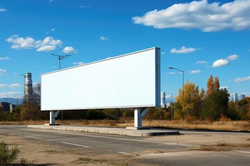 Mockup of a large white clean billboard, advertising poster. Generative AI