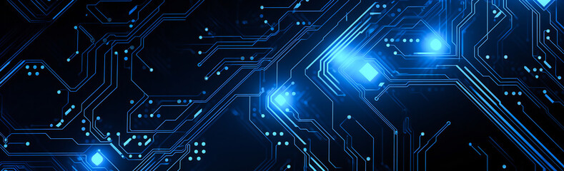 Blue circuit board illustration
