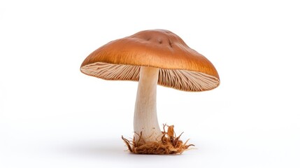 Mushroom macro shot isolated on white background