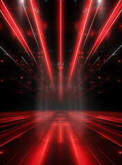 Fototapeta na wymiar Ai generative Backdrop With Illumination Of Red Spotlights For Flyers realistic image ultra hd high design 