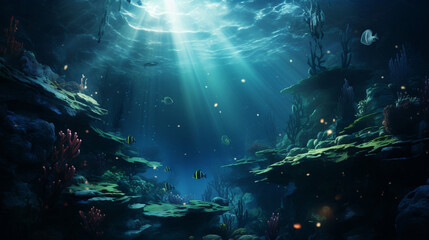 Fototapeta na wymiar Unterwasser mit Licht durch Sonnenschein